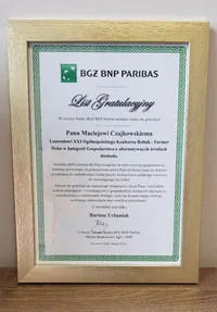 Dyplom XXI Ogólnopolskiego Konkursu Rolnik – Farmer Roku