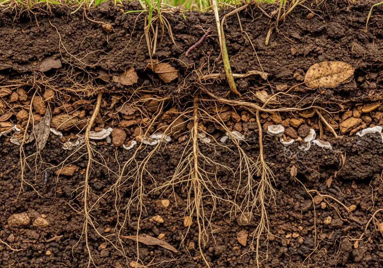 Profil glebowy strip-till Infografika profilu glebowego Strip-Till